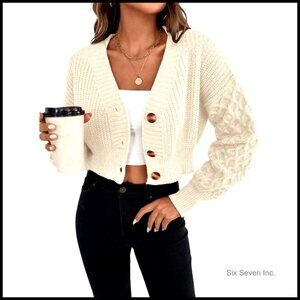 Chunky Ribbed Knit Cardigan Open Front Button Loose Fit Y2K Chic Outerwear